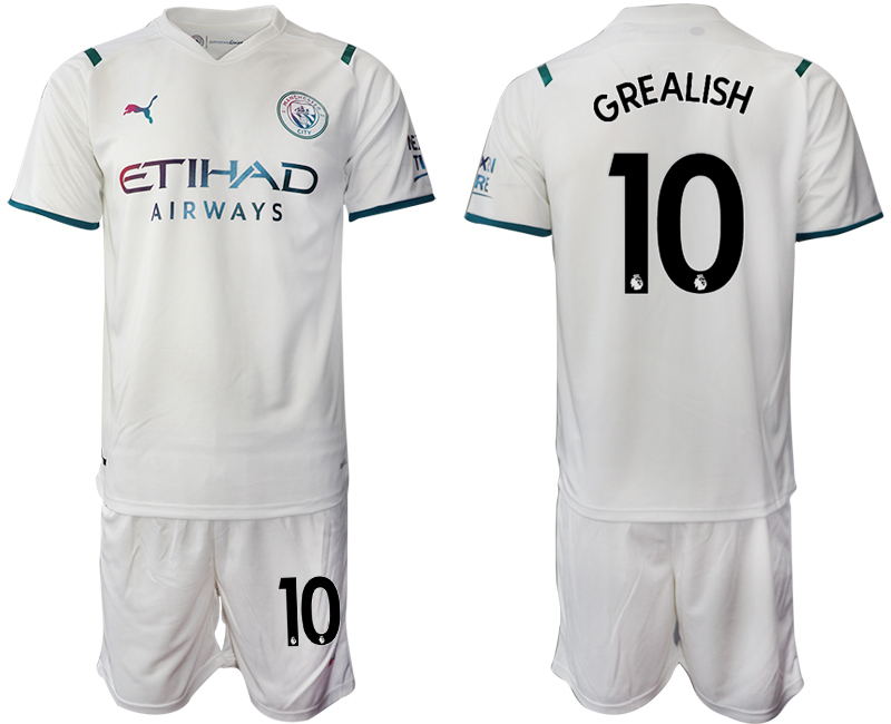Men 2021-2022 Club Manchester City away White #10 Soccer Jerseys